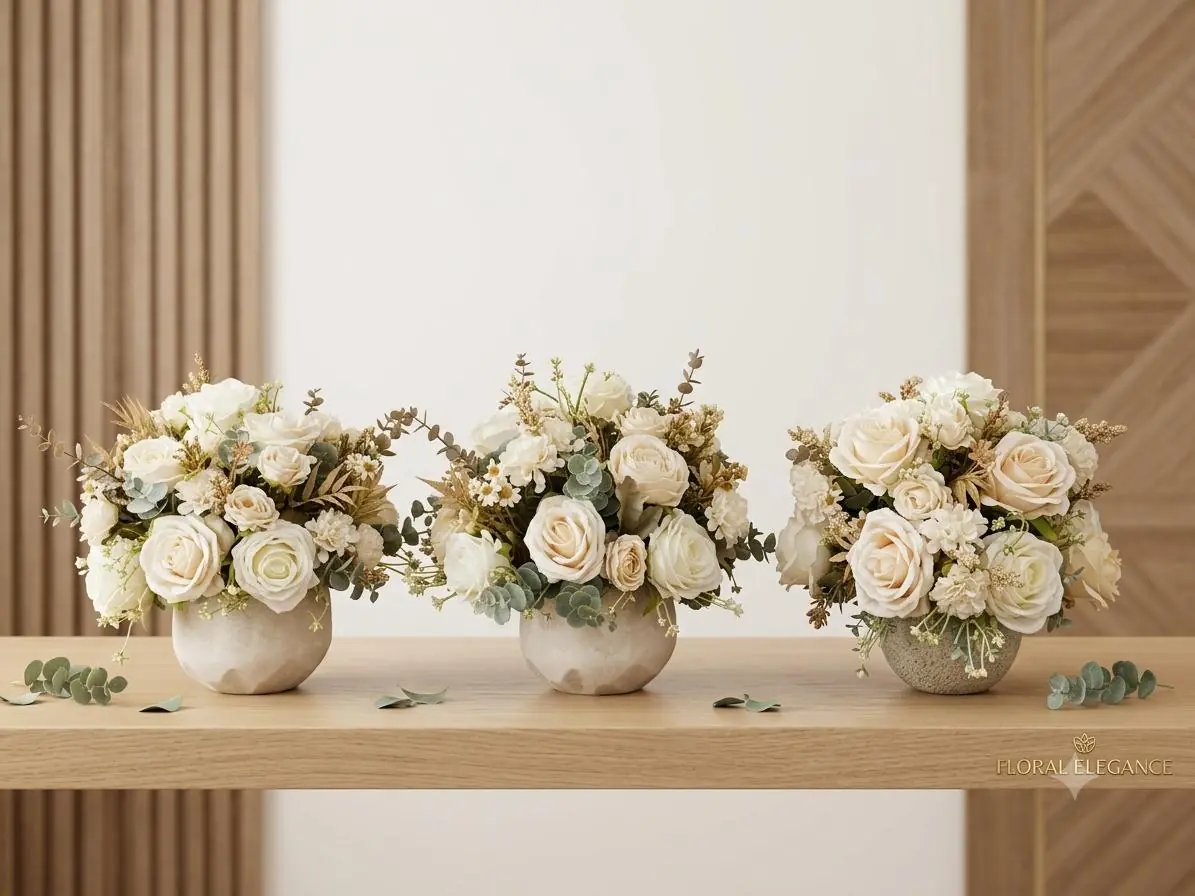 Colección de arreglos florales blancos